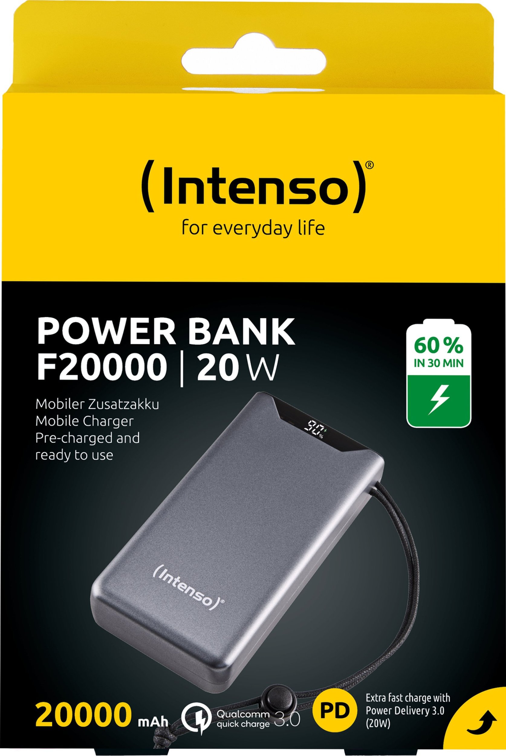 Power bank Intenso F20000, 20000mAh, Quick Charge Power Delivery, gri