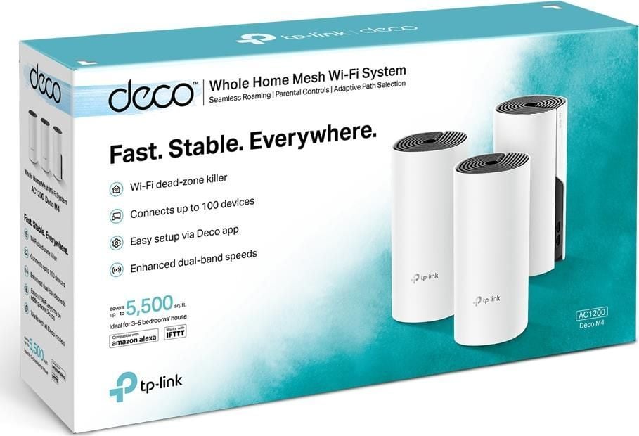 Shpërndarës rrjeti TP-Link Deco M4 (DECO M4 3-PACK), 3 copë, të bardha
