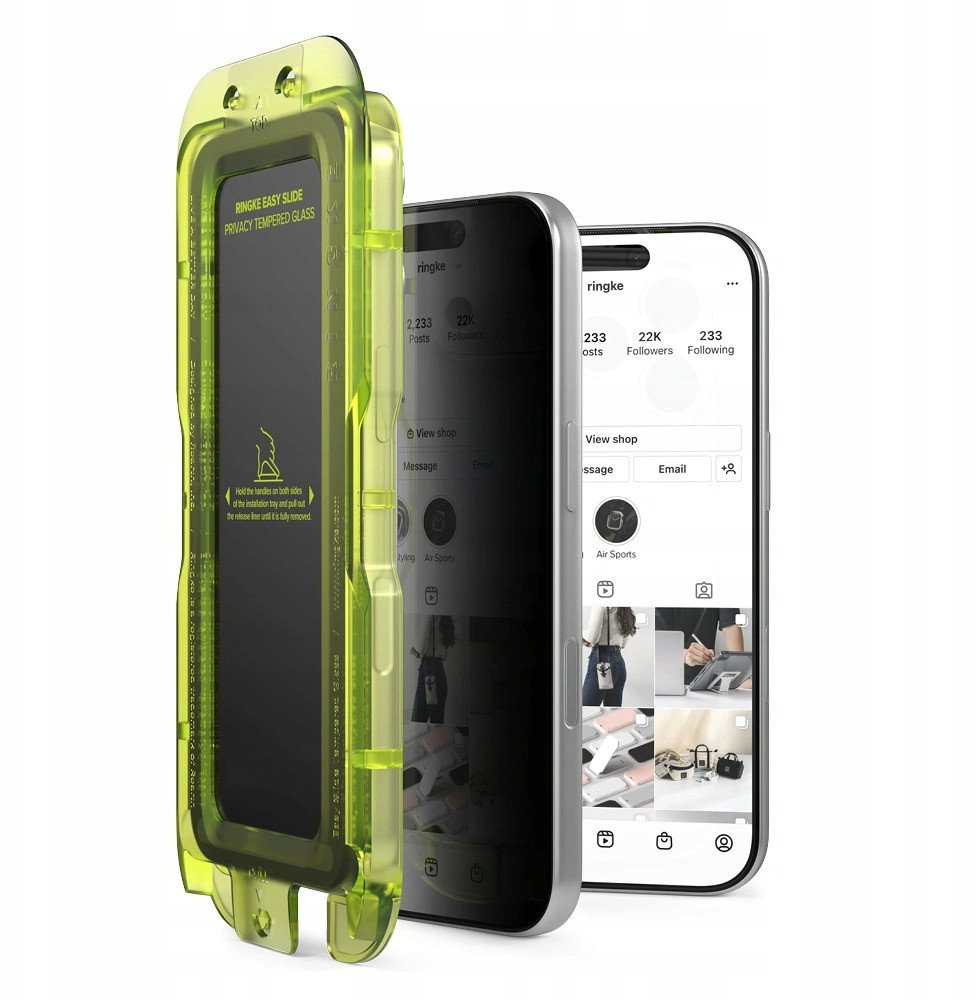 Qelq mbrojtës Ringke Easy Slide Privacy për iPhone 17 Pro Max, 2 copë, xham i errët, i zi