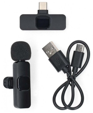 Mikrofon wireless lavalier Nedis, USB-C, për smartphone dhe tablet, i zi