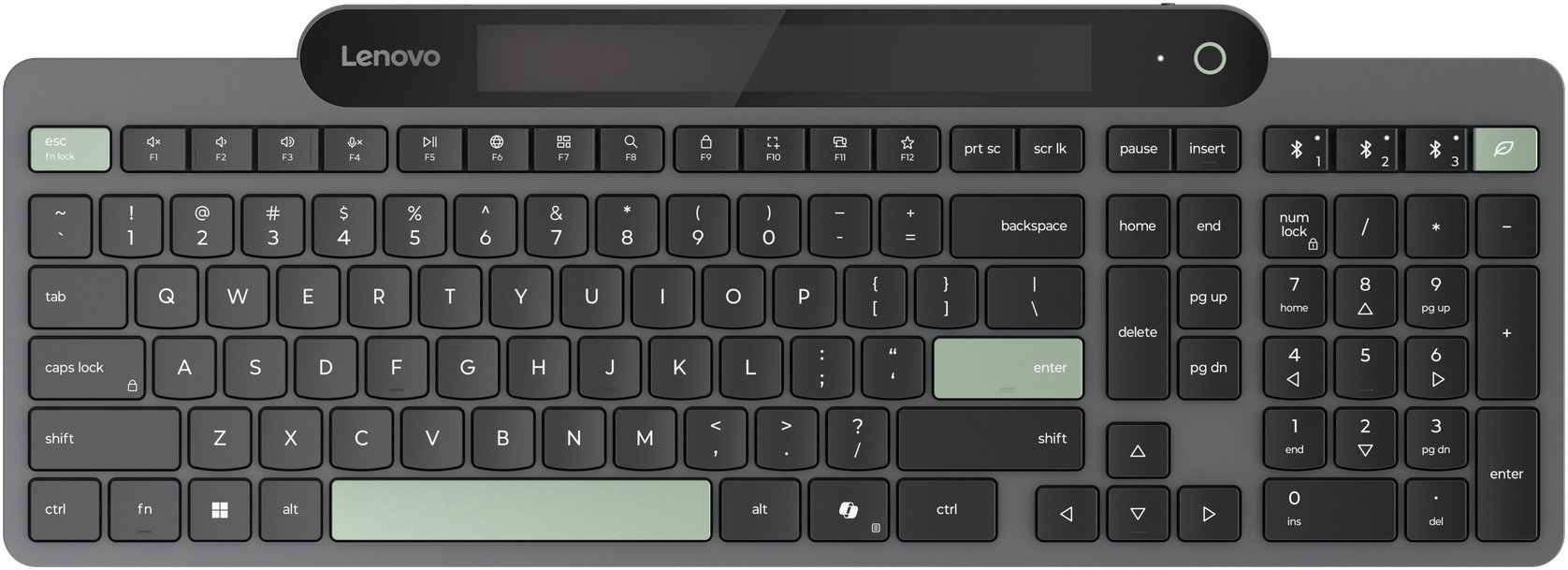 Tastierë pa kabllo Lenovo Self-charging Bluetooth Keyboard, Bluetooth 5.1, vetëkarikuese, e zezë