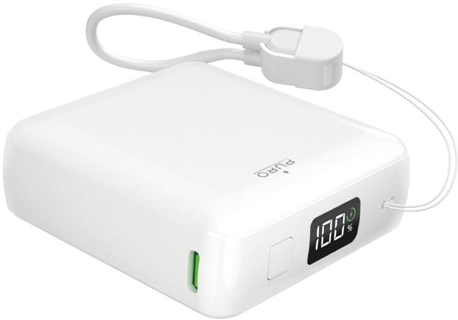 Портабилен полнач Puro, 10000mAh, бел