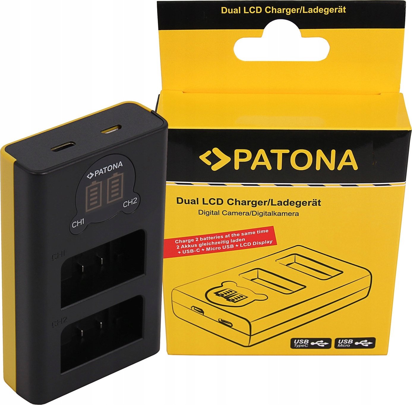 Karikues baterish PATONA Pro Dual, për Nikon EN-EL15, LCD, USB, i zi