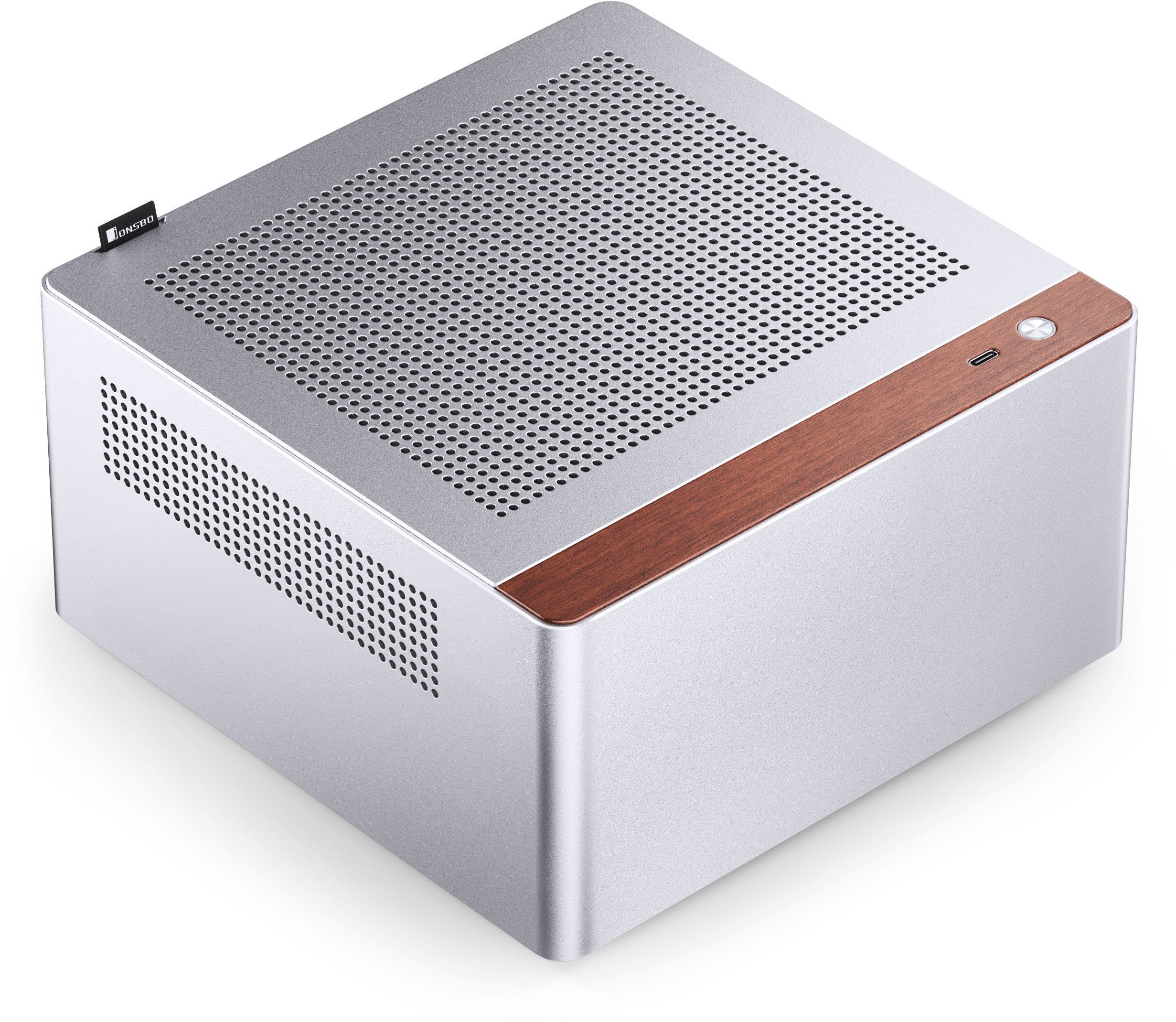 Куќиште за компјутер Jonsbo N10, мини-кула Mini ITX, со вентилатори, сребрена