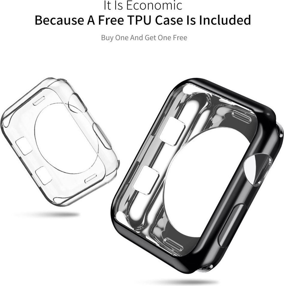 Kutia mbrojtëse për smartwatch Dux Ducis Apple Watch 38mm, 2 copë, silikoni, e zezë dhe transparente