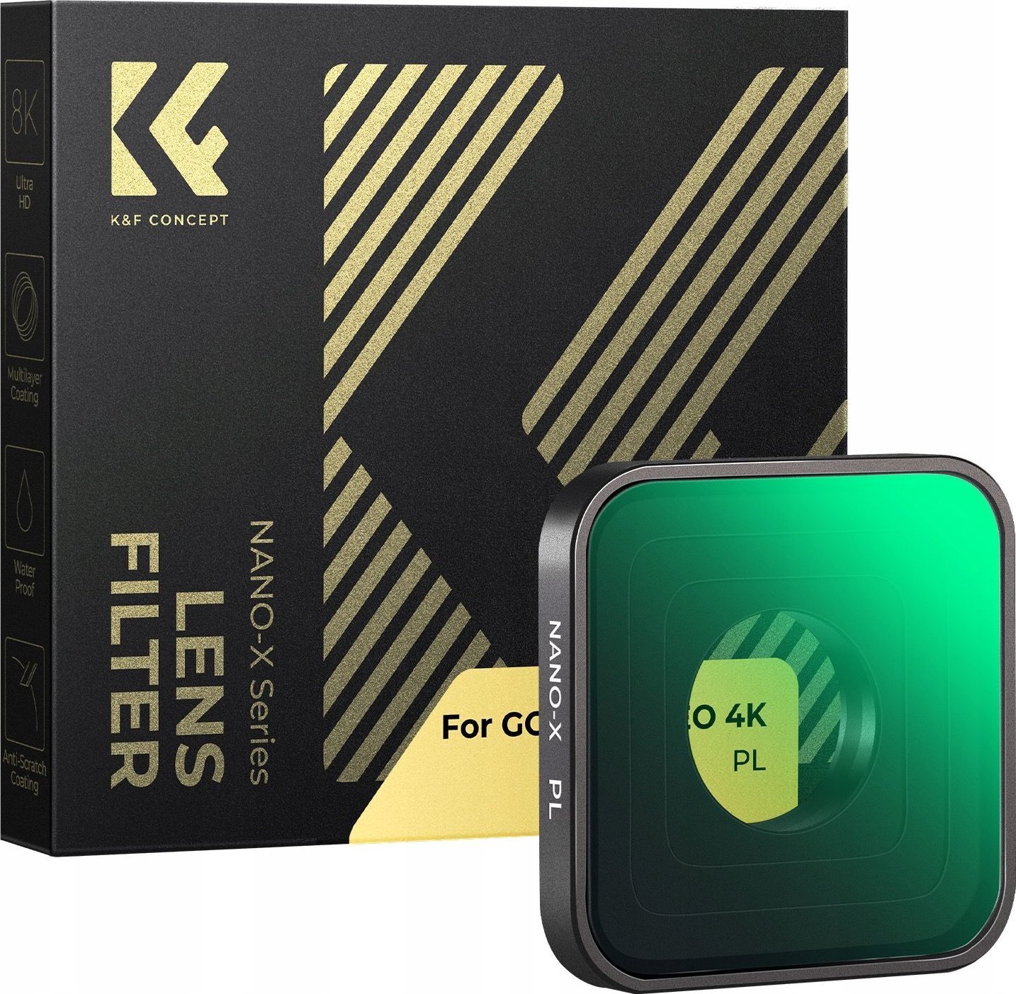 Filtër CPL K&amp;F Concept, rezistent ndaj gërvishtjeve, me 3 leckë pastrimi, për GoPro Hero 4K