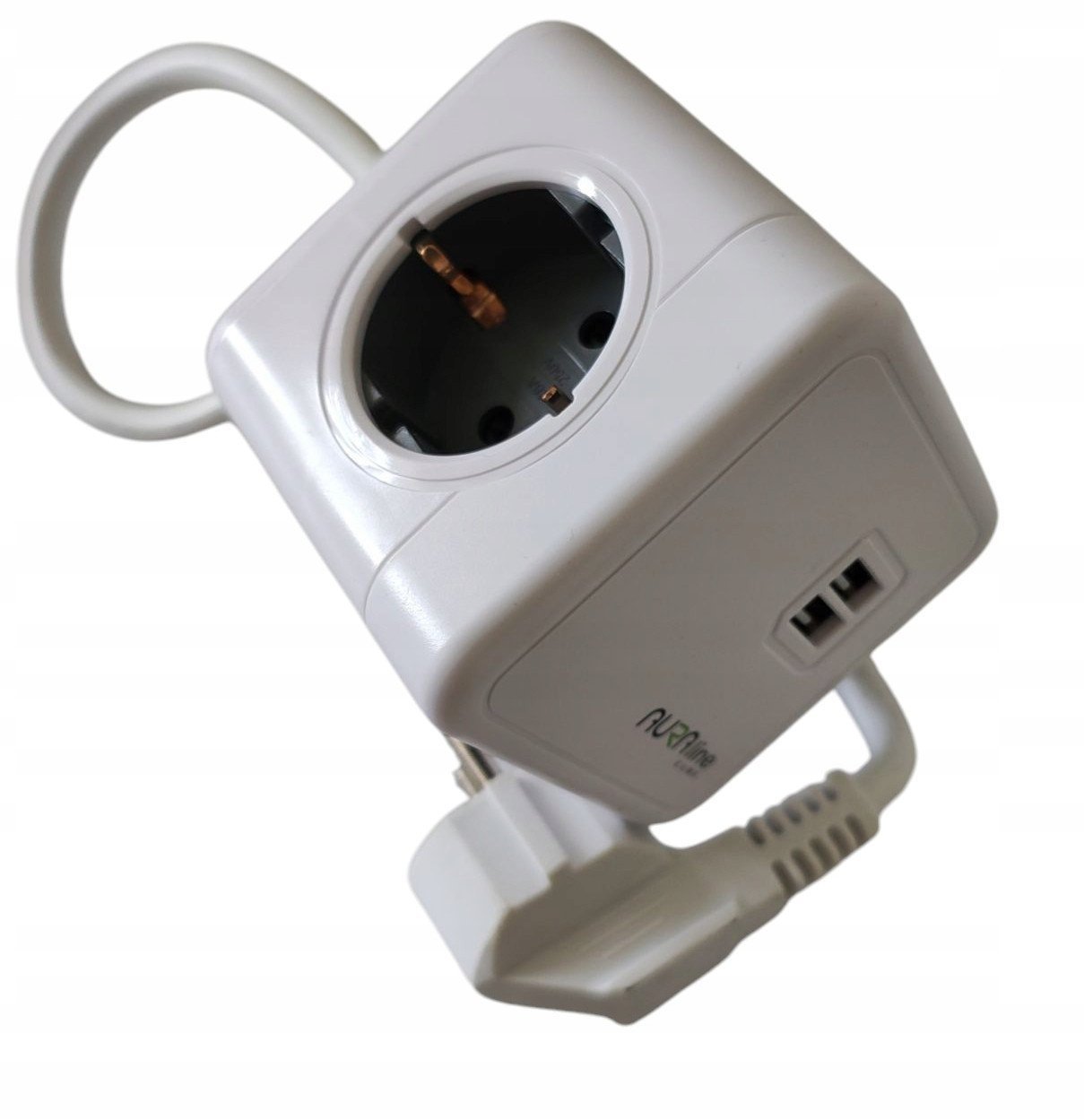 Продолжен приклучок KEL Aura Line, 4x приклучок 2x USB, кабел 1.5m, сиво и бело