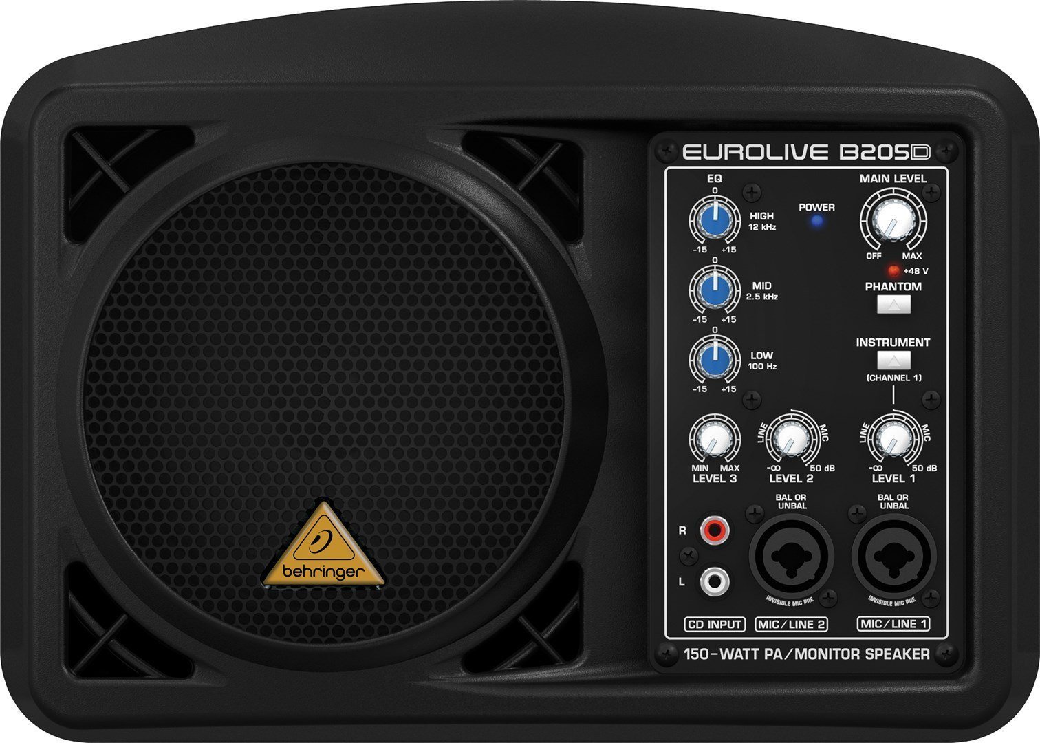 Monitor aktiv Behringer Eurolive B205D, 150W, mikser i integruar, i zi