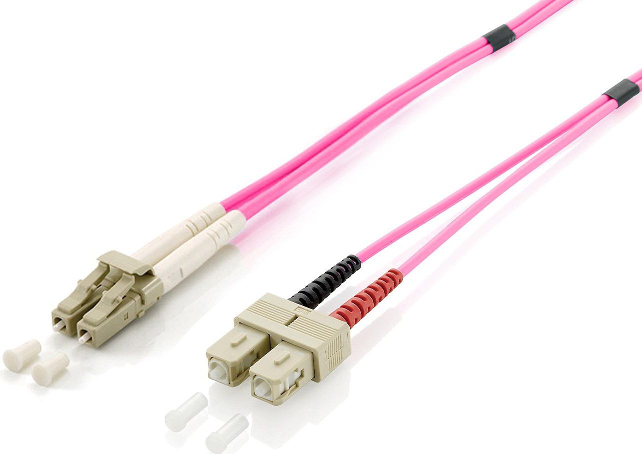 Kabllo patchcord Equip me fibër optike, LC/SC, 20m, rozë