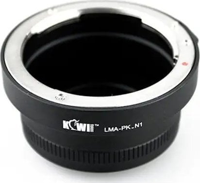 Adapter lente KiwiFotos Nikon 1 për Pentax K, metalik, i zi