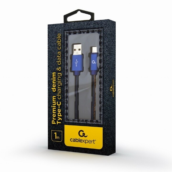 Gembird кабелCABLEXPERT USB-A - USB-C, M/M, PREMIUM QUALITY, плетенка, 1m, jeans