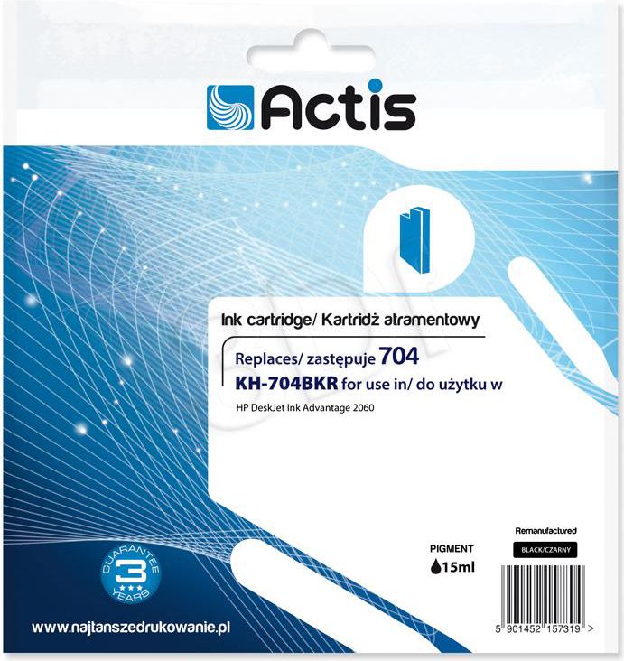Kasetë boje Actis KH-704BKR 704, 15ml, pigment, e zezë
