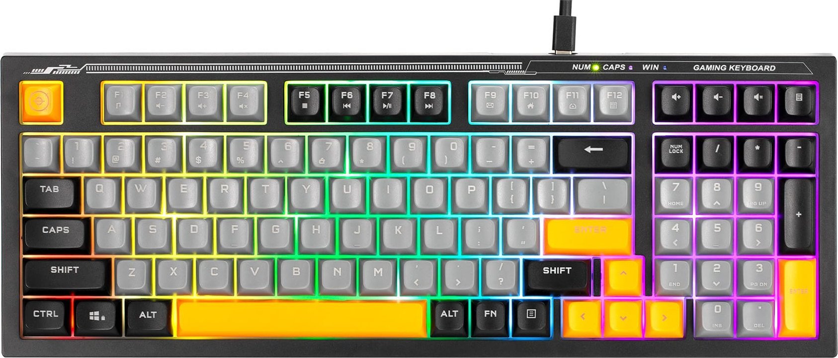 Tastierë gaming Marvo K638B, USB, ndriçim rainbow, e zezë