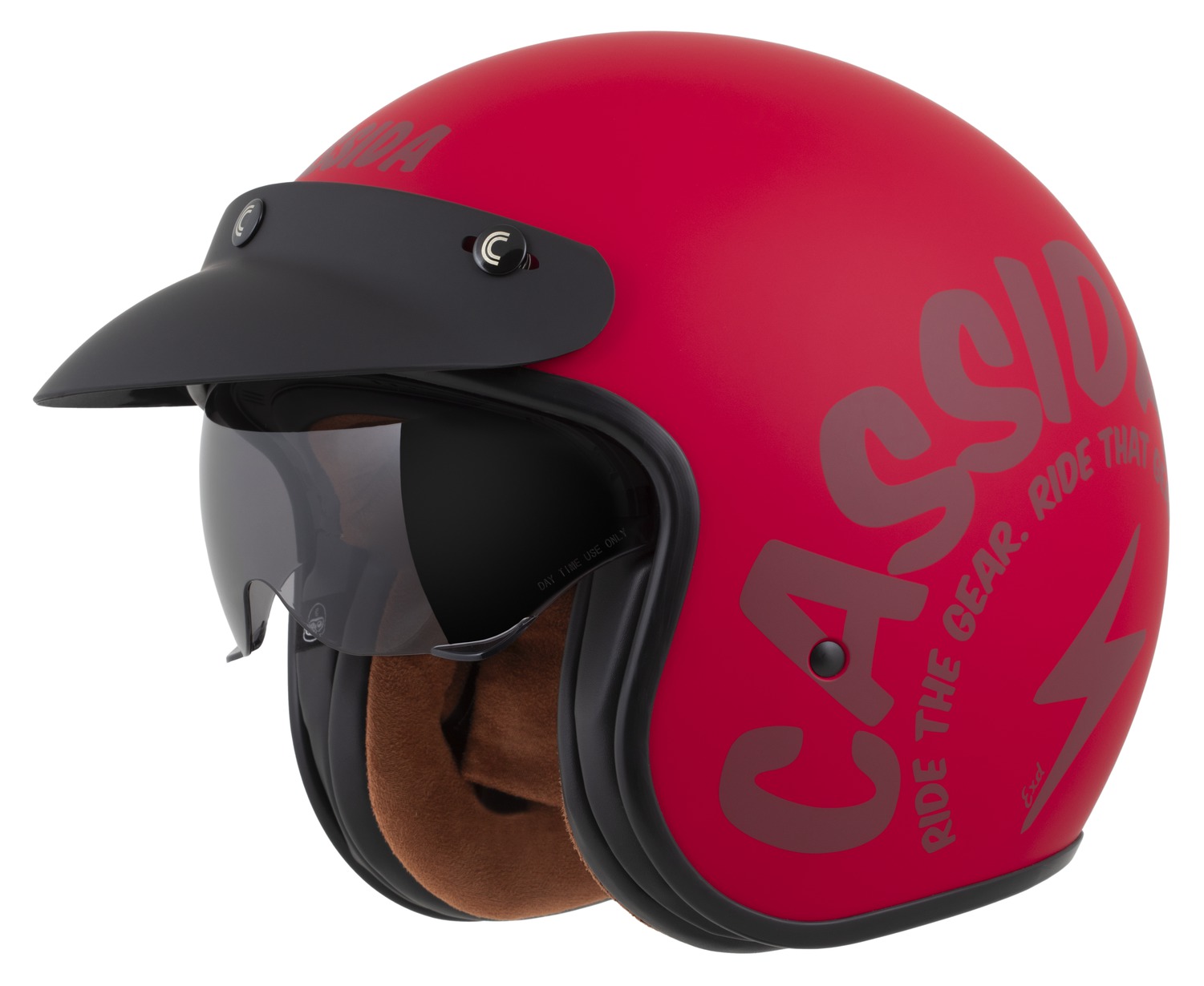 Helmetë moto CASSIDA Oxygen 2.0 Gear, polikarbonat, vizor dielli, e kuqe matte e kuqe e errët