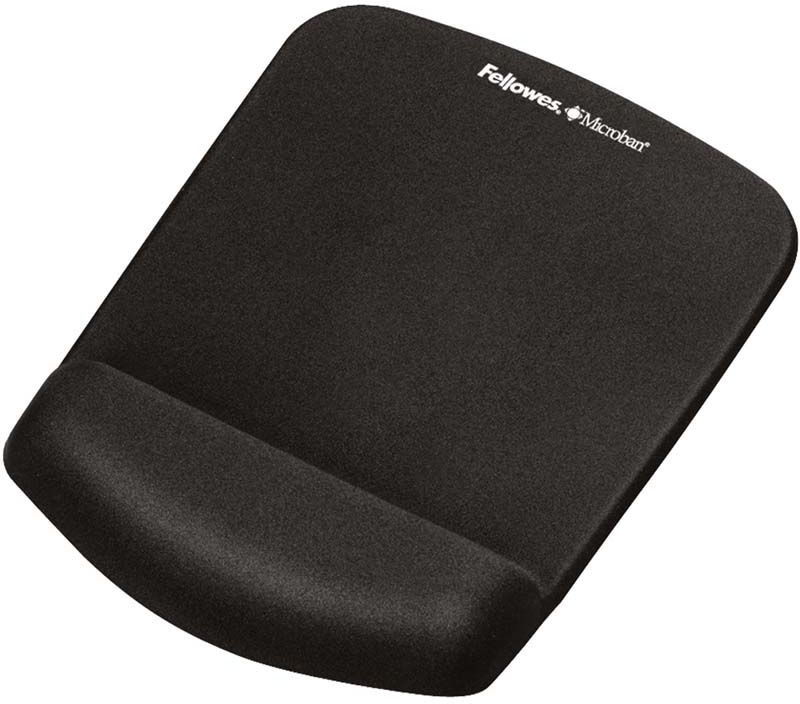 Tapet maus Fellowes Microban PlushTouch, me mbështetje për kyç, i zi