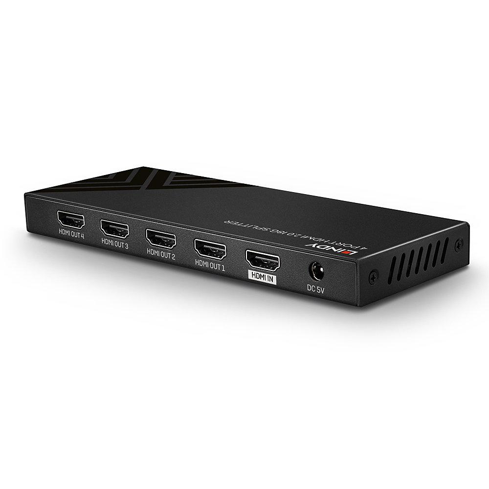 Ndarës HDMI Lindy 2.0, 4 porta, 18 Gbps, i zi