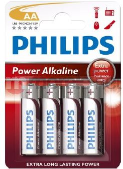 Bateri alkaline Philips LR6 AA, set 6 copë, 1.5V