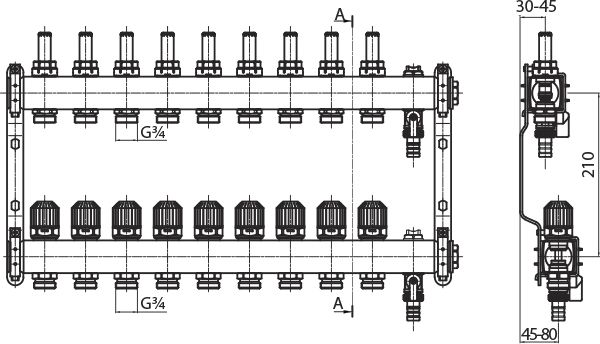 Kolektor ngrohjeje Perfekt System PHA-127, 6 dalje, çelik inox