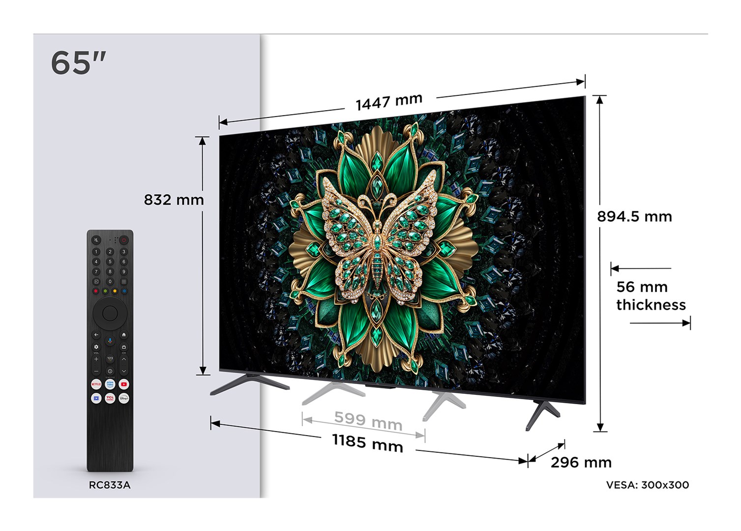 Televizor TCL C Series 65C69K, 65", 4K QD MiniLED, Google TV, gri metalik