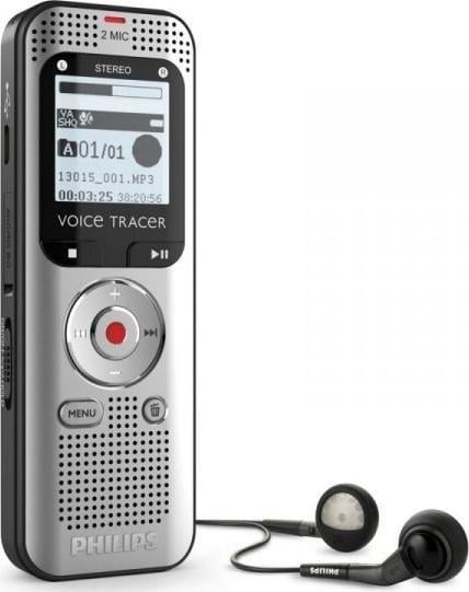 Regjistrues zëri Philips Voice Recorder DVT2010, 8GB, microSD, argjendtë