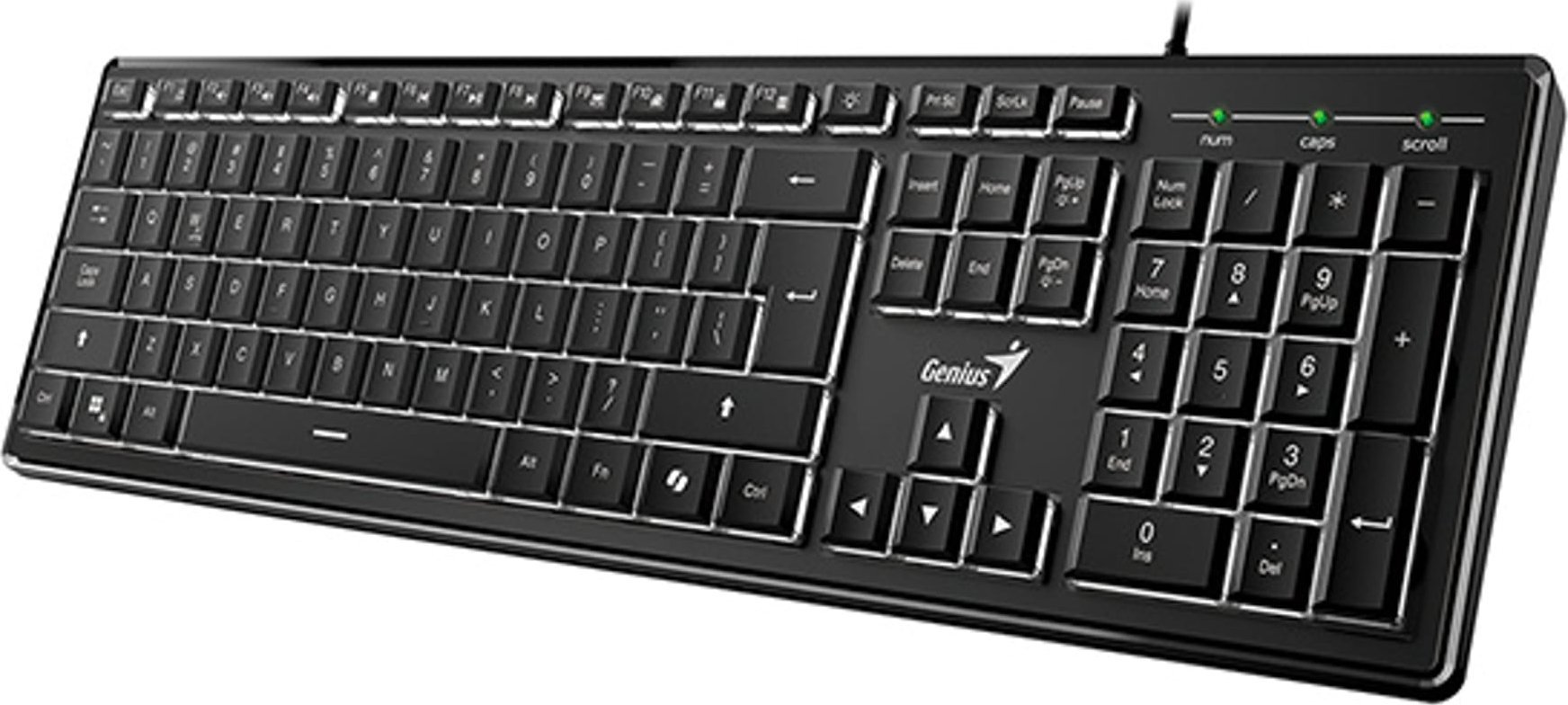 Tastierë Genius SlimStar 820, me kabllo USB, me ndriçim, e zezë