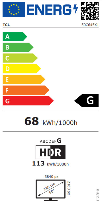 Televizor TCL 50C645, 50" (126cm), 4K UHD, titan