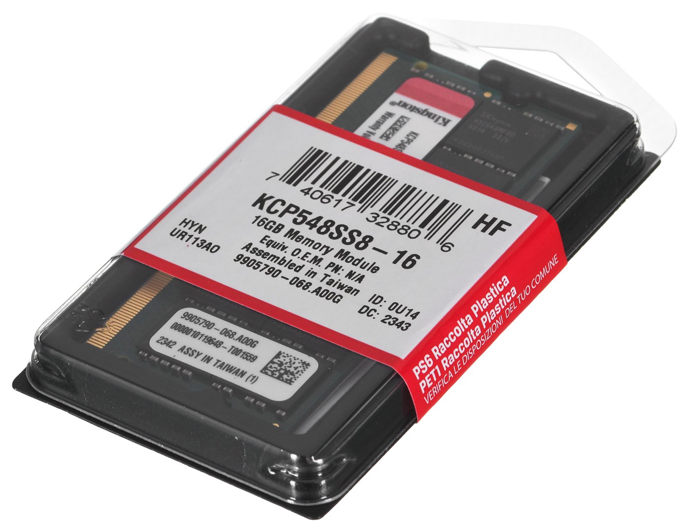 Меморија Кингстон SODIMM DDR5, 16GB, 4800MHz, CL40, црна