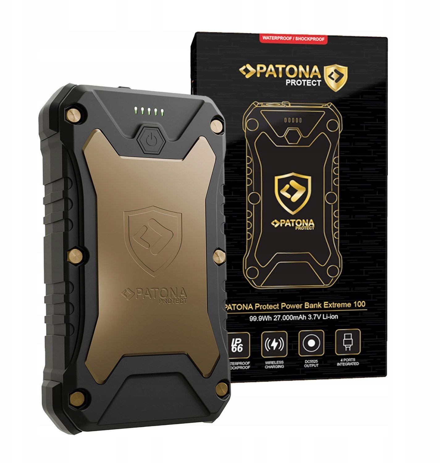 Power bank Patona Protect Xtreme 100 PD65W, 27000mAh, karikim me induksion, i zi