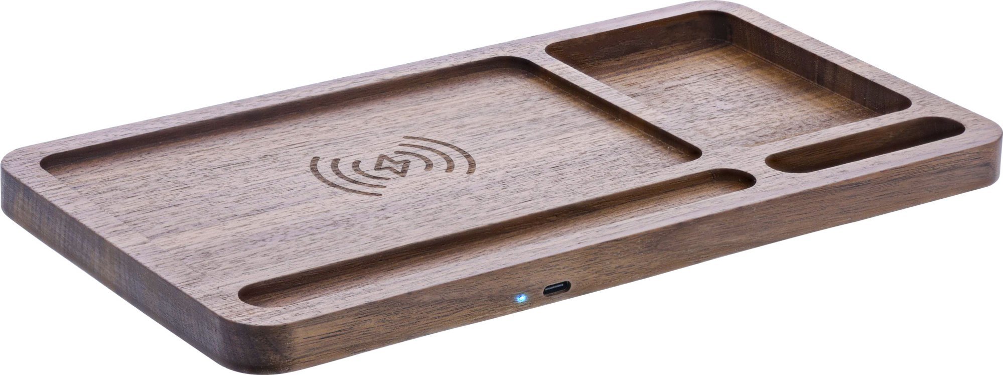 Organizues tavoline InLine WoodCharge, karikues wireless Qi, dru arre, kafe