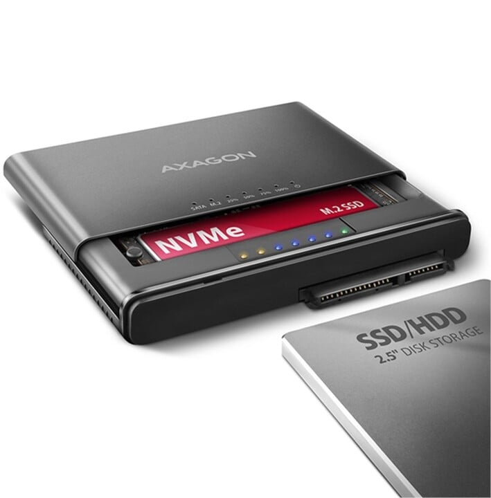 Docking station Axagon ADSA-CC USB-C 10Gbps - NVMe M.2 SSD & SATA 2.5"/3.5"