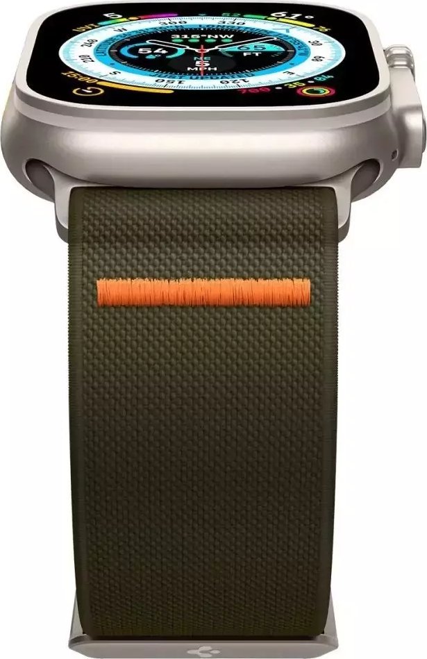 Rrip dore Spigen Fit Lite Ultra për Apple Watch 4 5 6 7 SE 8 Ultra 44 45 49mm, najlon, kaki
