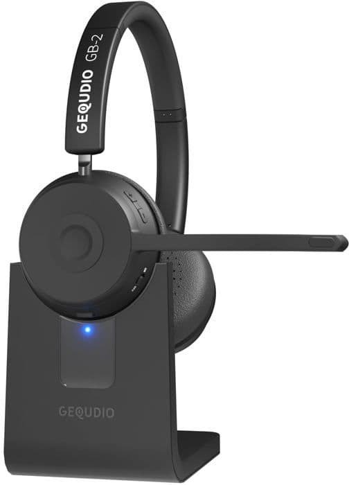 Kufje me mikrofon Gequdio GB-2, Bluetooth, me stacion karikimi, të zeza