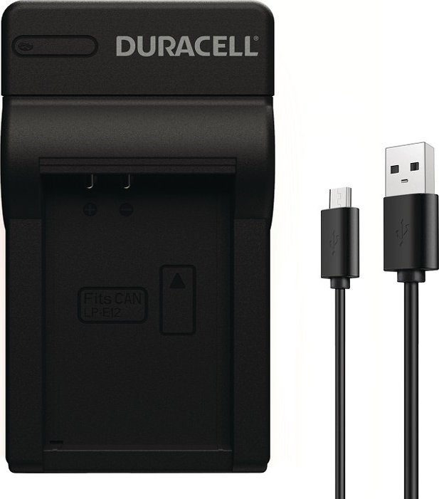 Ngarkues baterie Duracell DRCE12 LP-E12, me kabllo USB, i zi