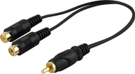 Kabllo ndarës audio Deltaco MM-20, RCA 1x mashkull në 2x femër, 15 cm, i zi