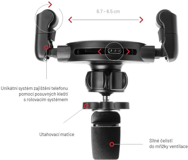 Mbajtës universal makine FIXED Roll 2 Vent, i zi