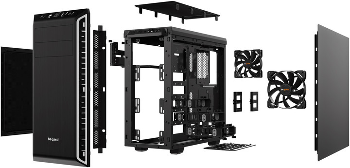 Kasë Be Quiet! Pure Base 600, e zezë / argjendtë