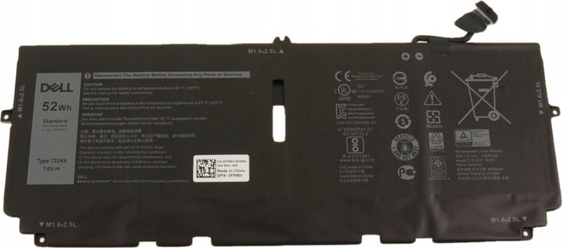 Bateri për laptop Dell, 4C, 52WHr, Li-Ion, e zezë