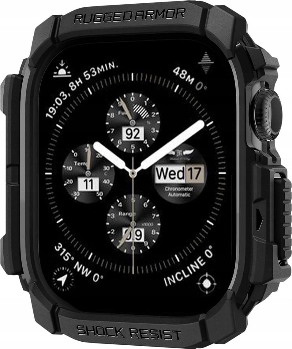 Mbrojtëse ore Spigen Rugged Armor, për Apple Watch 10 46mm, e zezë mat
