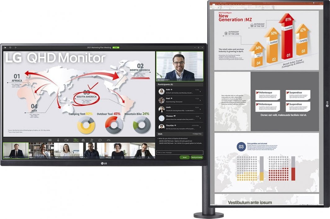Monitor LG Dual 27QP88DP-BS Ergo, 27", WQHD, i zi