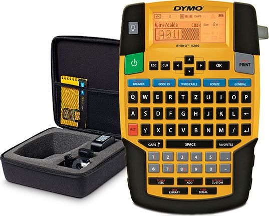 Printer etiketash Dymo Rhino 4200, transfer termik, set me aksesorë, i zi
