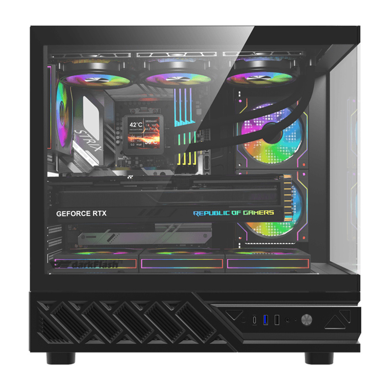 Kasa kompjuteri Darkflash DS950V, midi tower, ekran IPS 6", e zezë