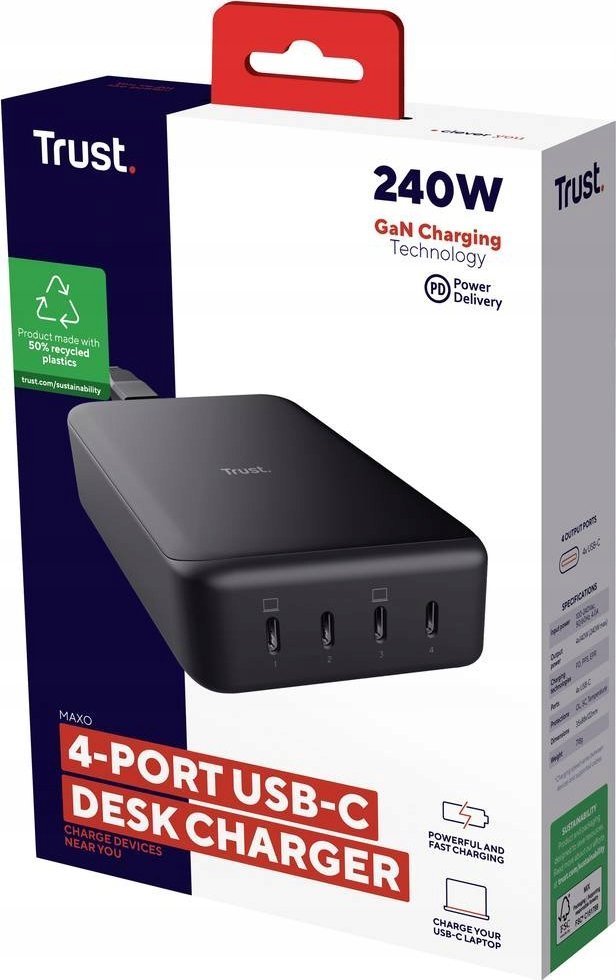 Karikues muri Trust Maxo, 240W, 4x USB C, i zi