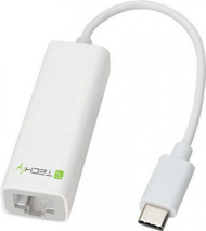 Adapter rrjeti Techly 66255, USB C në RJ 45, i bardhë