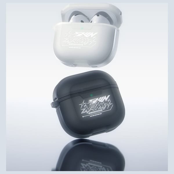 Mbulesë kufjesh Skinarma Kinzoku Smoke për AirPods 4, plastikë, me karabinë, gri