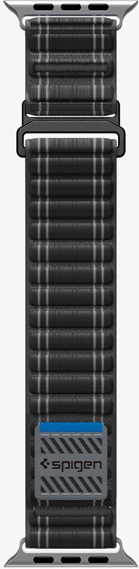 Rrip ore Spigen Fabric Band, për Apple Watch 44mm 45mm 46mm 49mm, najlon tekstil, mbyllje velkro, i zi