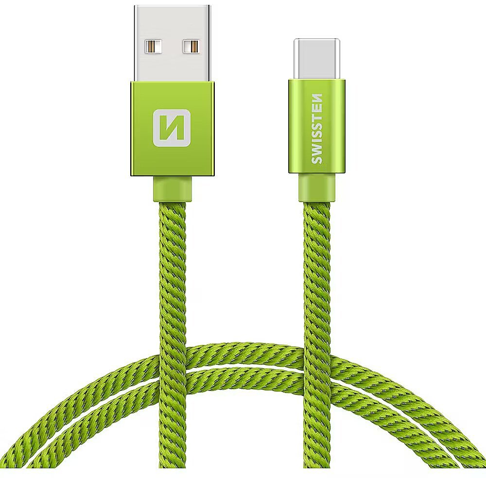 Kabllo USB SWISSTEN USB A në USB C, 0.2m, 3A, me mbështjellës tekstili