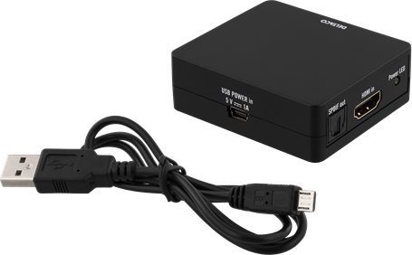 Adapter audio video Deltaco HDMI-7038, HDMI në HDMI dhe SPDIF, Full HD 1080p, i zi