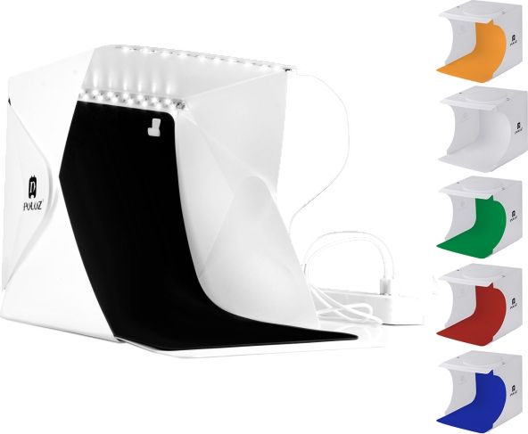 Studio për foto Puluz Shadeless, 22x23x24cm, 2x llamba LED