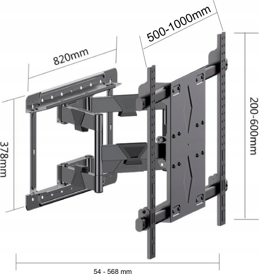 Mbajtëse muri për TV Art AR-92XL, 55-120", 140kg, max VESA 1000x600, e zezë