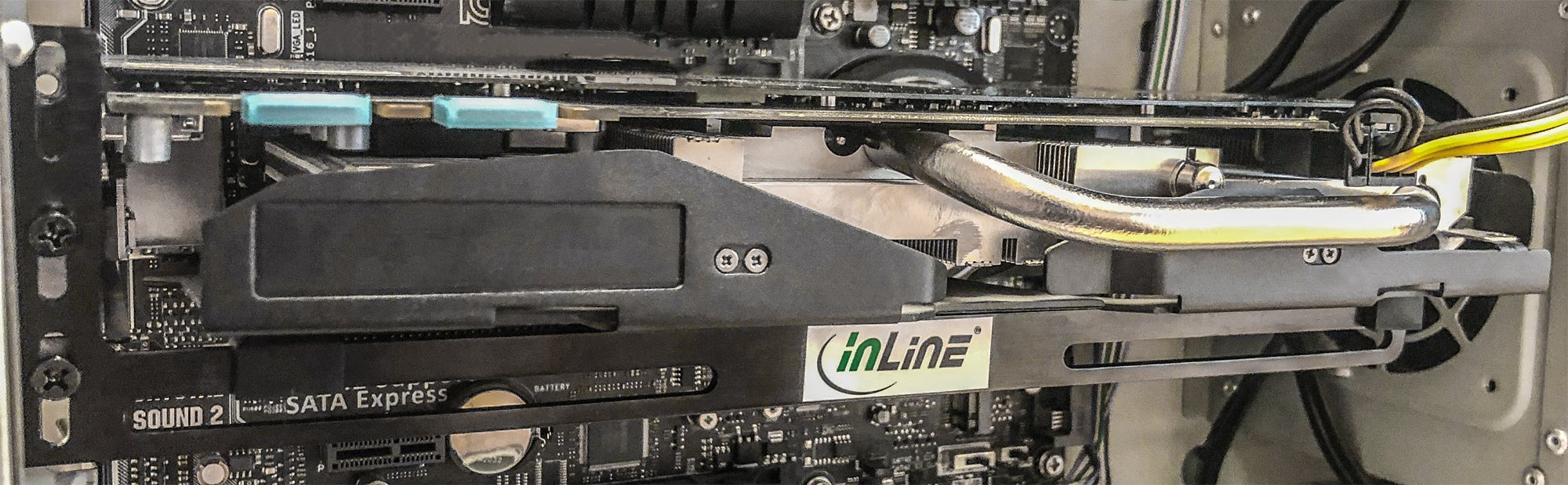 Mbajtëse për kartë grafike InLine GPU Support, për kasa ATX, metal, e zezë